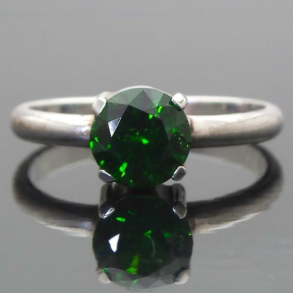 Natural 1 Ct Chrome Diopside Sterling Silver Ring, SZ 7, Elegant Minimalist Ring - Picture 2 of 7